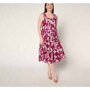 BEAUTIFUL by Lawrence Zarian Amanda Regular Cotton Printed Midi Dress Size 18W